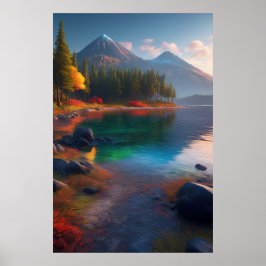 Levendige schoonheid van het Azure Lake Poster