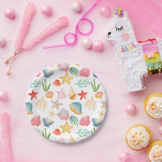 Levendige Seashell Ocean Zee Marine Celebration Papieren Bordje (Feest)