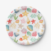 Levendige Seashell Ocean Zee Marine Celebration Papieren Bordje (Voorkant)