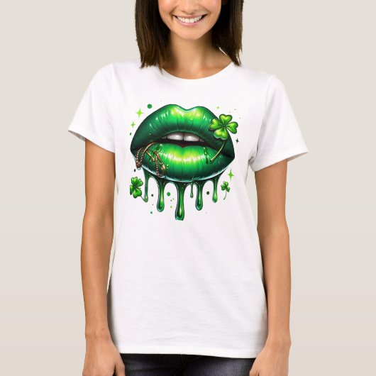 Levendige Shamrock Lips Drip T-shirt (Voorkant)