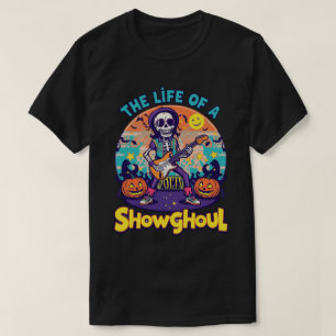 Levendige Showghoul Skeleton Gitaar Halloween Art T-shirt