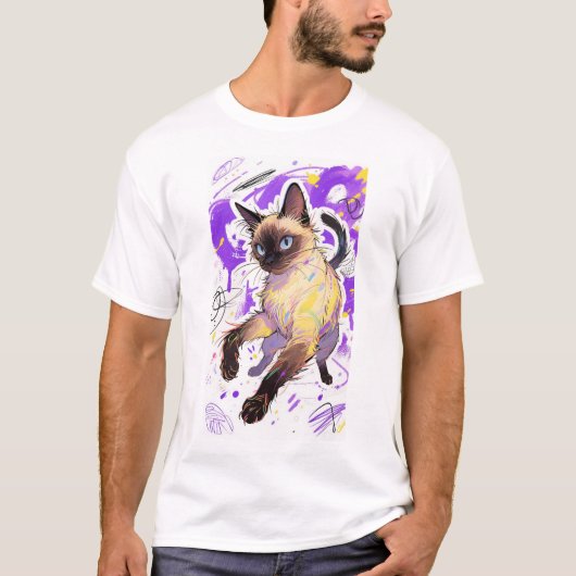 Levendige Siamese Cat Graphic Mannen T - Shirt (Voorkant)
