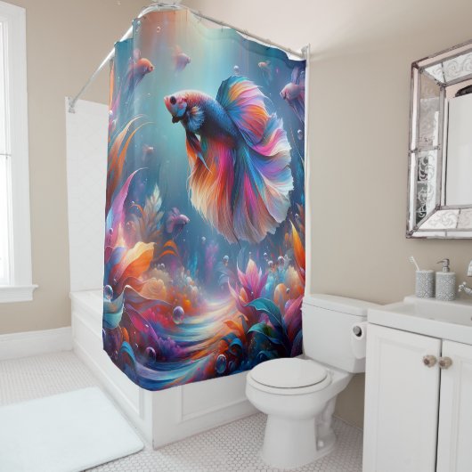 "Levendige Siamese vechtkunst" Douchegordijn (In situ)