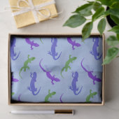 Levendige Silhouet van de Salamander in Blauw Tissuepapier (Geschenk)