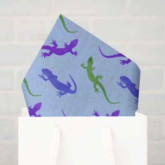 Levendige Silhouet van de Salamander in Blauw Tissuepapier (Cadeauzakje)