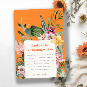 Levendige Sinaasappel Blush Boho Tropische Bloemen Bedankkaart