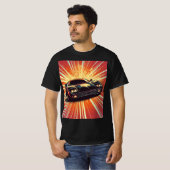 Levendige Sinaasappel Zwarte Sport Auto Tiener Jon T-shirt (Voorkant volledig)