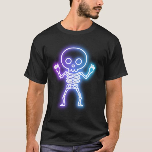 Levendige SKELET Ghost Glow Halloween Graphic T-shirt (Voorkant)