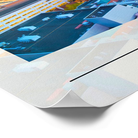 Levendige skyline van Detroit bij zonsondergang Poster (Hoek)