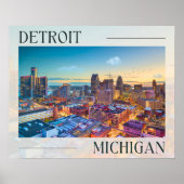 Levendige skyline van Detroit bij zonsondergang Poster (Voorkant)