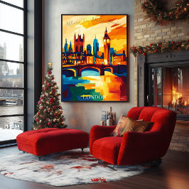 Levendige skyline van Londen in Abstracte Fauvisti Poster