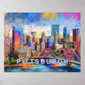 Levendige skyline van Pittsburgh, kleurrijke stede Poster (Voorkant)