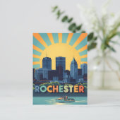 Levendige skyline van Rochester bij zonsondergang Briefkaart (Staand voorkant)