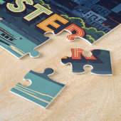 Levendige skyline van Rochester bij zonsondergang Legpuzzel (Zijkant)