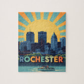 Levendige skyline van Rochester bij zonsondergang Legpuzzel (Verticaal)