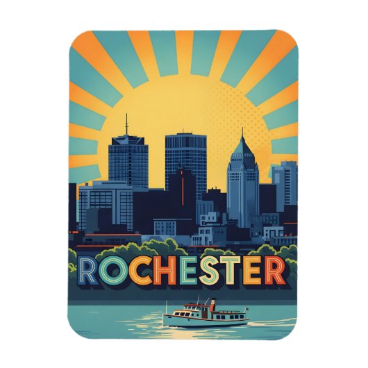 Levendige skyline van Rochester bij zonsondergang Magneet (Verticaal)