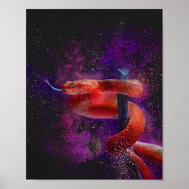 Levendige Slang Dark Space waterverf schilderij Poster