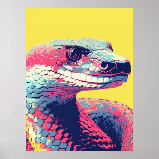 Levendige slang: Pop Art Snake Poster (Voorkant)