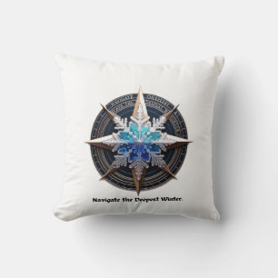 Levendige Sneeuwvlok T-Shirt, Kompas Metaal Kunst Kussen