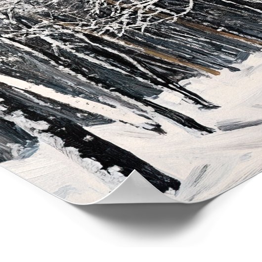 Levendige Snowy Forest Winter Scene Poster Wall Ar (Hoek)