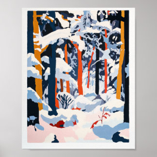 Levendige Snowy Forest Winter Scene Poster Wall Ar