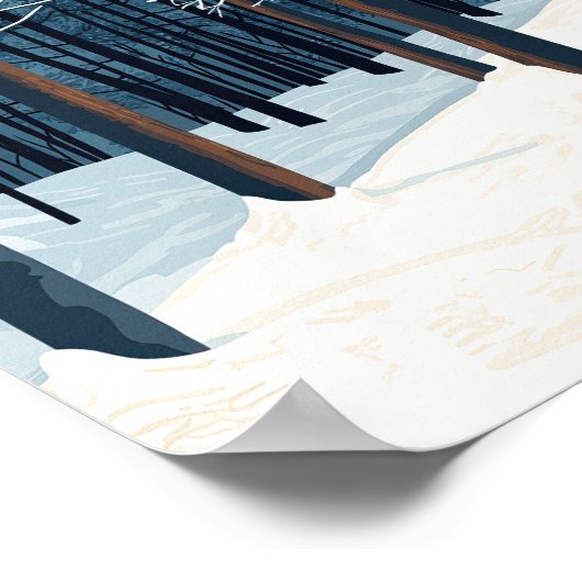 Levendige Snowy Forest Winter Scene Poster Wall Ar (Hoek)