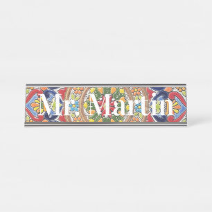 Levendige Spaanse Tegel Bureau Naambordje