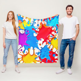 Levendige spatten van neonkleuren fleece deken