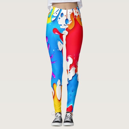 Levendige spatten van neonkleuren leggings (Voorkant)