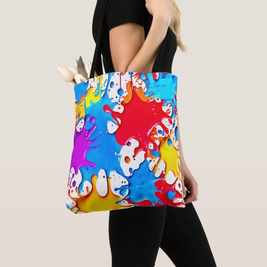 Levendige spatten van neonkleuren tote bag (Dichtbij)