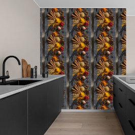 Levendige specerijen op donkergrijze steen DIY Pee Behang