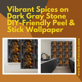 Levendige specerijen op donkergrijze steen DIY Pee Behang