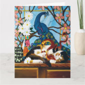 Levendige Speelse Calico Rode Draak Fantasie Kaart (Voorkant)