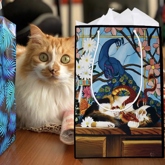 Levendige Speelse Calico Rode Draak Fantasie Medium Cadeauzakje
