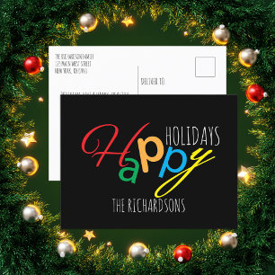 Levendige Speelse Lettertype Familie Prettig Kerst Feestdagenkaart
