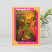 Levendige Speelse Roze & Gele Foto Senior Verjaard Kaart (Staand voorkant)