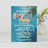 Levendige Speelse Zomer Fun Tropical Pool Party Kaart (Staand voorkant)