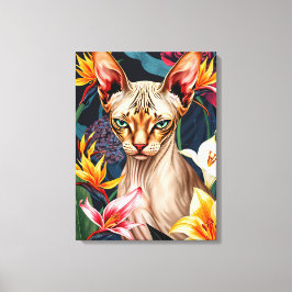 Levendige Sphynx Kat Digitale Kunst Canvas Afdruk