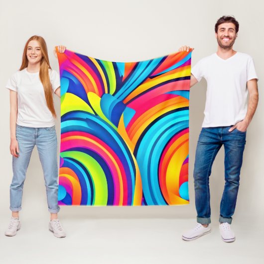 Levendige Spiraal Abstracte Kunst Fleece Deken (In situ)