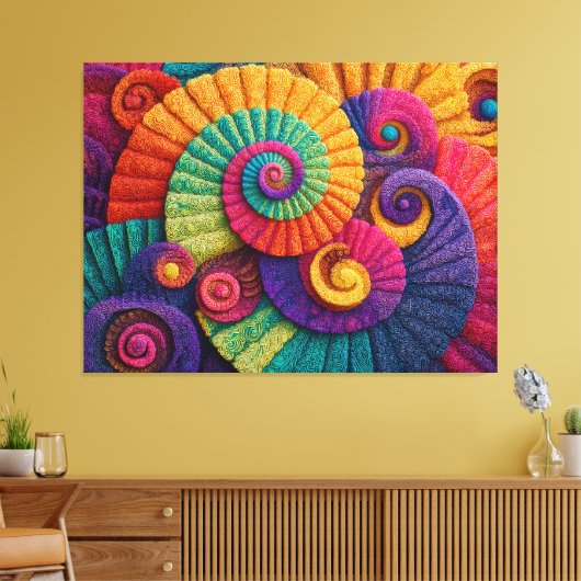 Levendige spiraal abstracte patronen canvas afdruk (Insitu (Woonkamer))