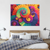 Levendige spiraal abstracte patronen canvas afdruk (Insitu (Slaapkamer))