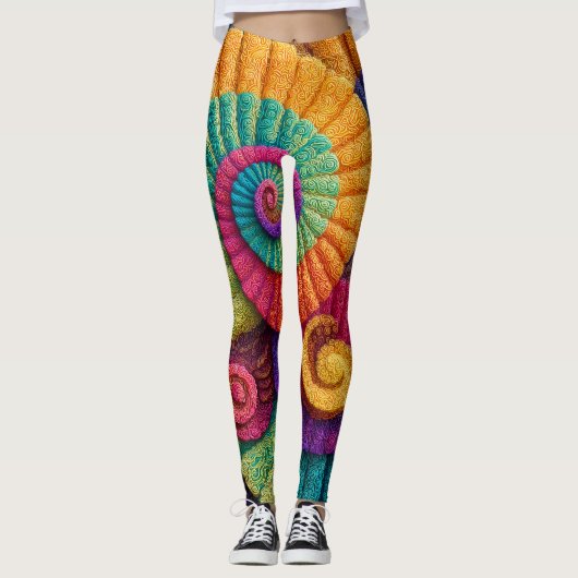 Levendige spiraal abstracte patronen leggings (Voorkant)