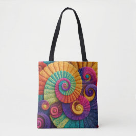 Levendige spiraal abstracte patronen tote bag