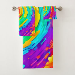Levendige Spiral Splash Kleuren Kunst Bad Handdoek