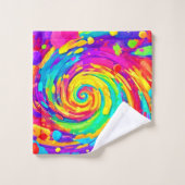 Levendige Spiral Splash Kleuren Kunst Bad Handdoek (Wasdoekje)