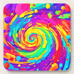 Levendige Spiral Splash Kleuren Kunst Bier Onderzetter