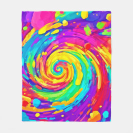 Levendige Spiral Splash Kleuren Kunst Fleece Deken