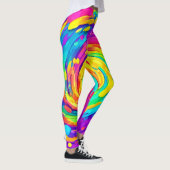 Levendige Spiral Splash Kleuren Kunst Leggings (Rechts)