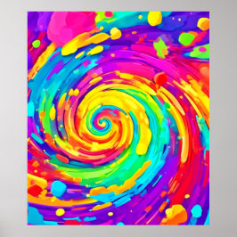 Levendige Spiral Splash Kleuren Kunst Poster