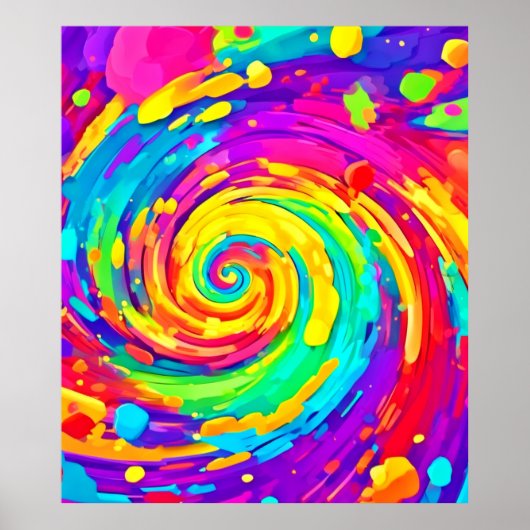 Levendige Spiral Splash Kleuren Kunst Poster (Voorkant)